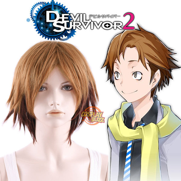 DEVIL SURVIVOR 2 Shijima Daichi Short Two Tone Brown Anime Cosplay Wig MY045 - CosplayBuzz