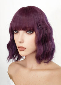 Medium Wavy Mixed Purple With Dark Roots Bob Cosplay Wig NS114