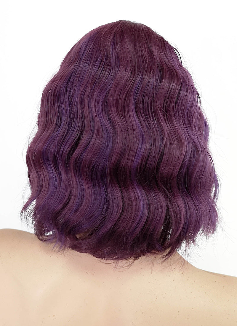 Medium Wavy Mixed Purple With Dark Roots Bob Cosplay Wig NS114