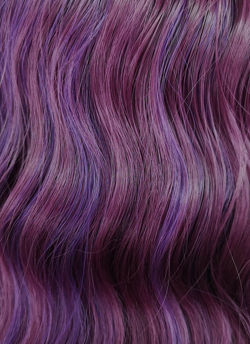 Medium Wavy Mixed Purple With Dark Roots Bob Cosplay Wig NS114