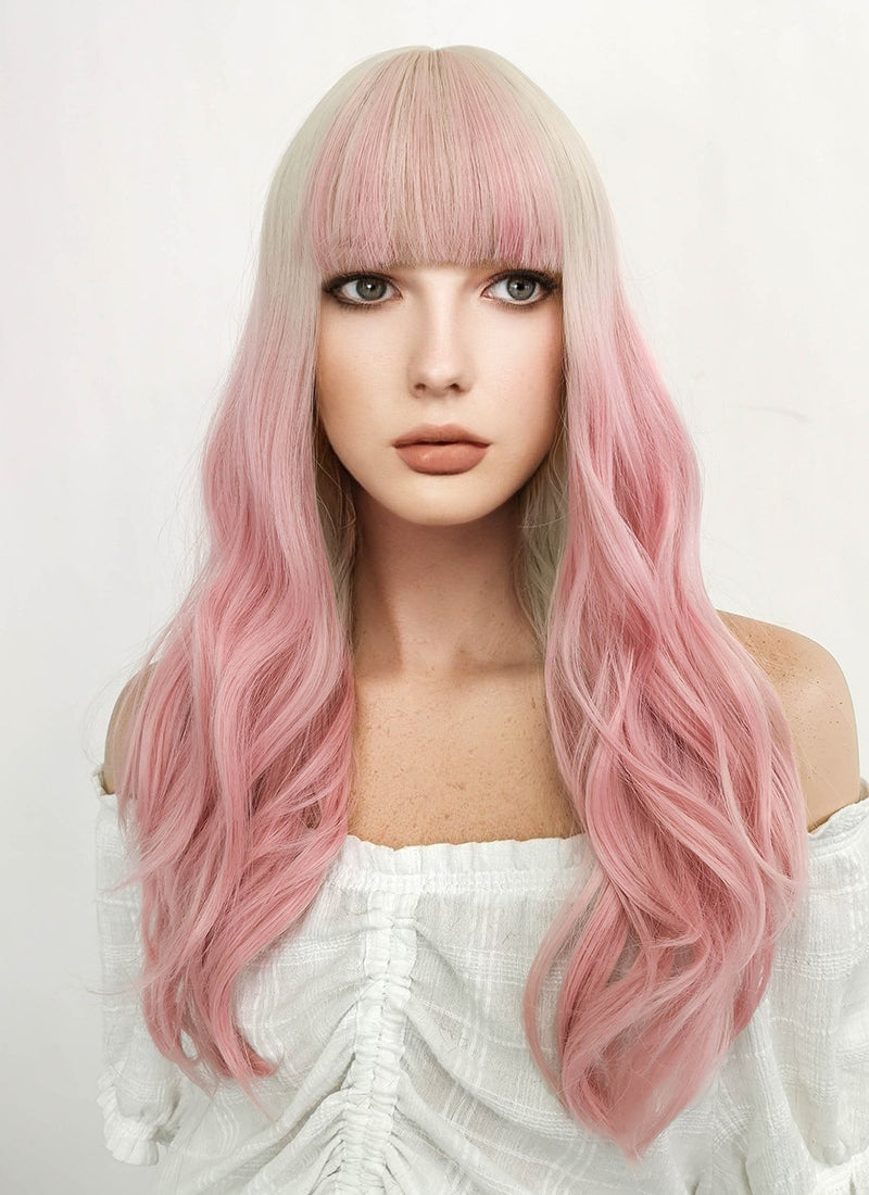 Long Wavy Blonde Pink Ombre Cosplay Wig NS277