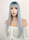Long Straight Blue Purple Grey Ombre Cosplay Wig NS286
