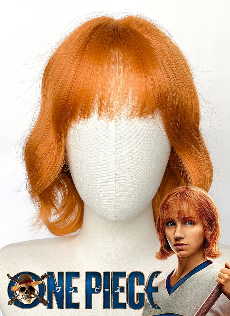 One Piece Nami Short Wavy Orange Flip Cosplay Wig NS515