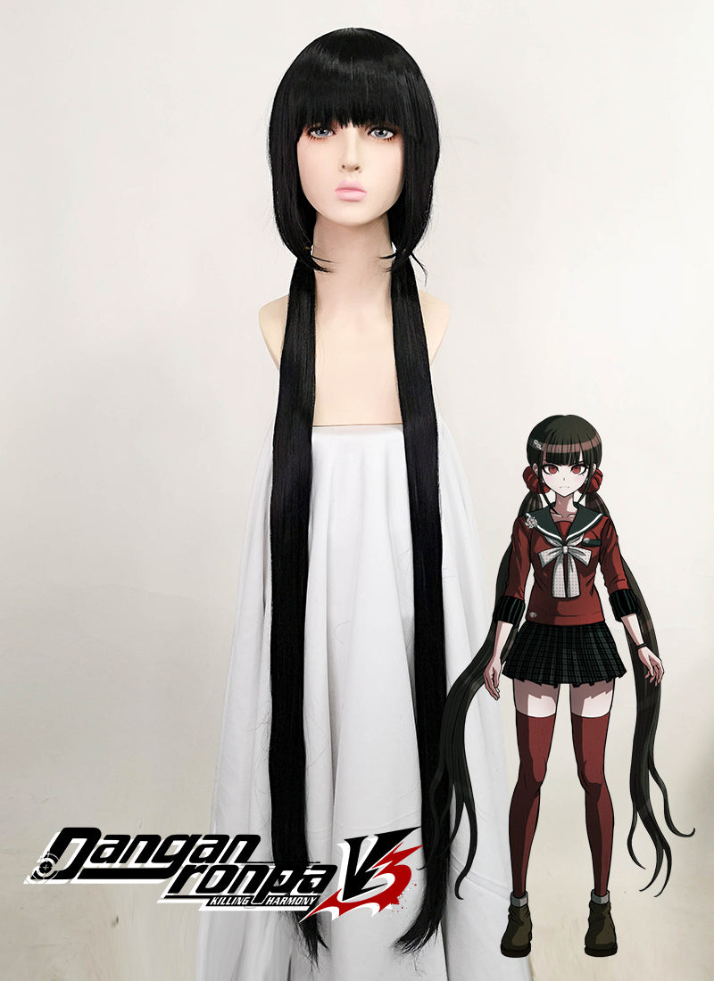 Danganronpa V3: Killing Harmony Harukawa Maki Long Black Cosplay Wig TB1636