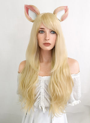 League of Legends K/DA Ahri Long Blonde Cosplay Wig TB1643