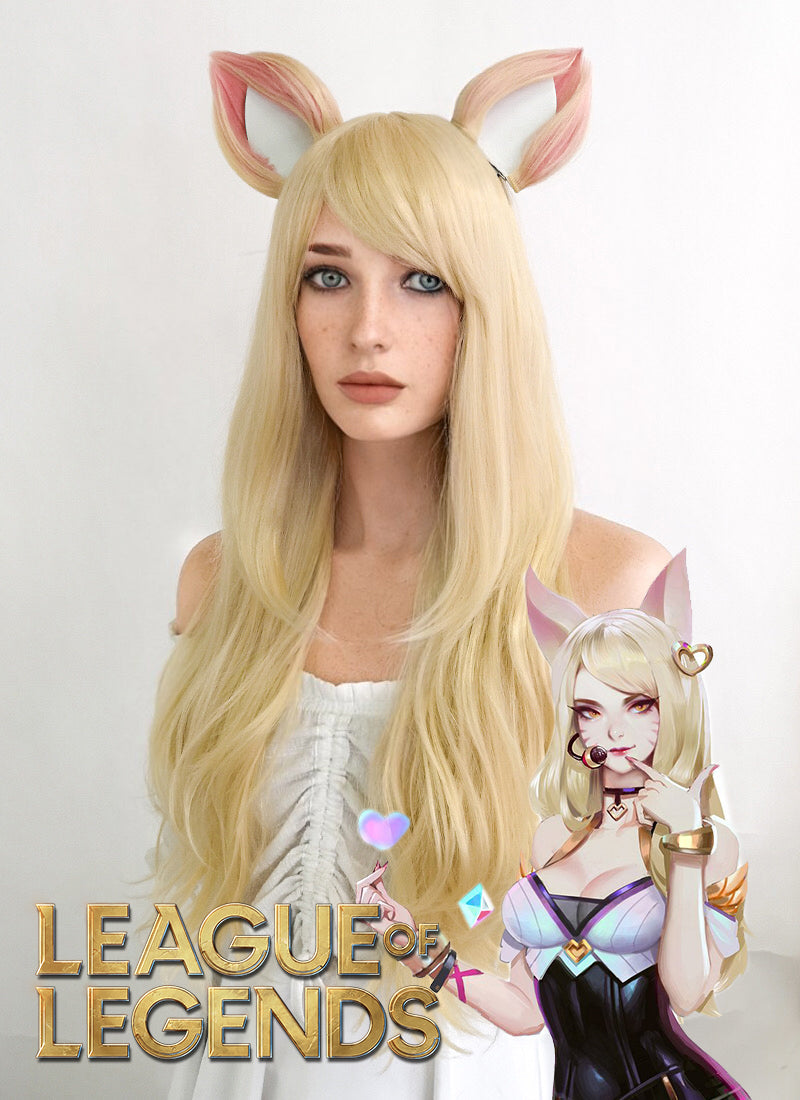 League of Legends K/DA Ahri Long Blonde Cosplay Wig TB1643