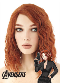 Marvel Avengers Black Widow Short Curly Reddish Orange Cosplay Wig TBZ1070