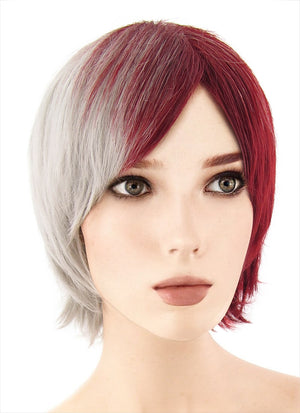My Hero Academia Shoto Todoroki Medium Red Mixed Grey Anime Cosplay Wig TBZ1132A