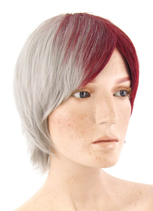 My Hero Academia Shoto Todoroki Medium Red Mixed Grey Anime Cosplay Wig TBZ1132A