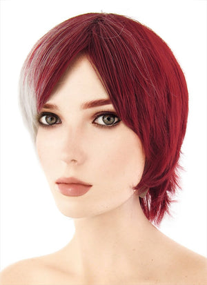 My Hero Academia Shoto Todoroki Medium Red Mixed Grey Anime Cosplay Wig TBZ1132A