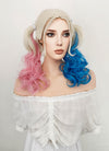 Suicide Squad Harley Quinn Long Blonde Pink Blue Cosplay Wig TBZ1163