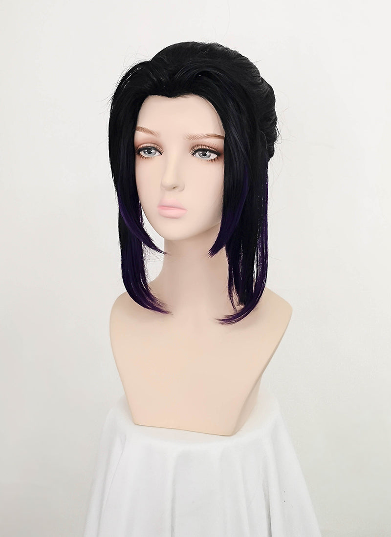 Demon Slayer: Kimetsu No Yaiba Kochou Shinobu Short Black With Purple Cosplay Wig TBZ1165