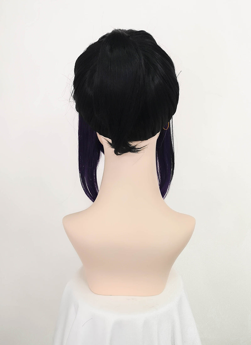 Demon Slayer: Kimetsu No Yaiba Kochou Shinobu Short Black With Purple Cosplay Wig TBZ1165