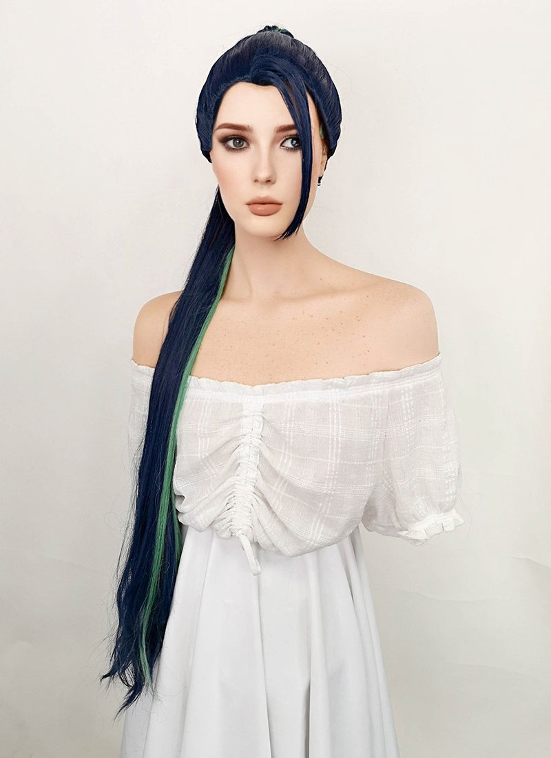 League of Legends Kai'Sa Long Blue Mixed Green Cosplay Wig TBZ1166