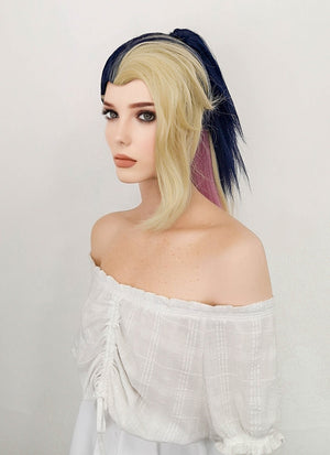 League of Legends Kai'Sa Long Blue Blonde Pink Mixed Cosplay Wig TBZ1167