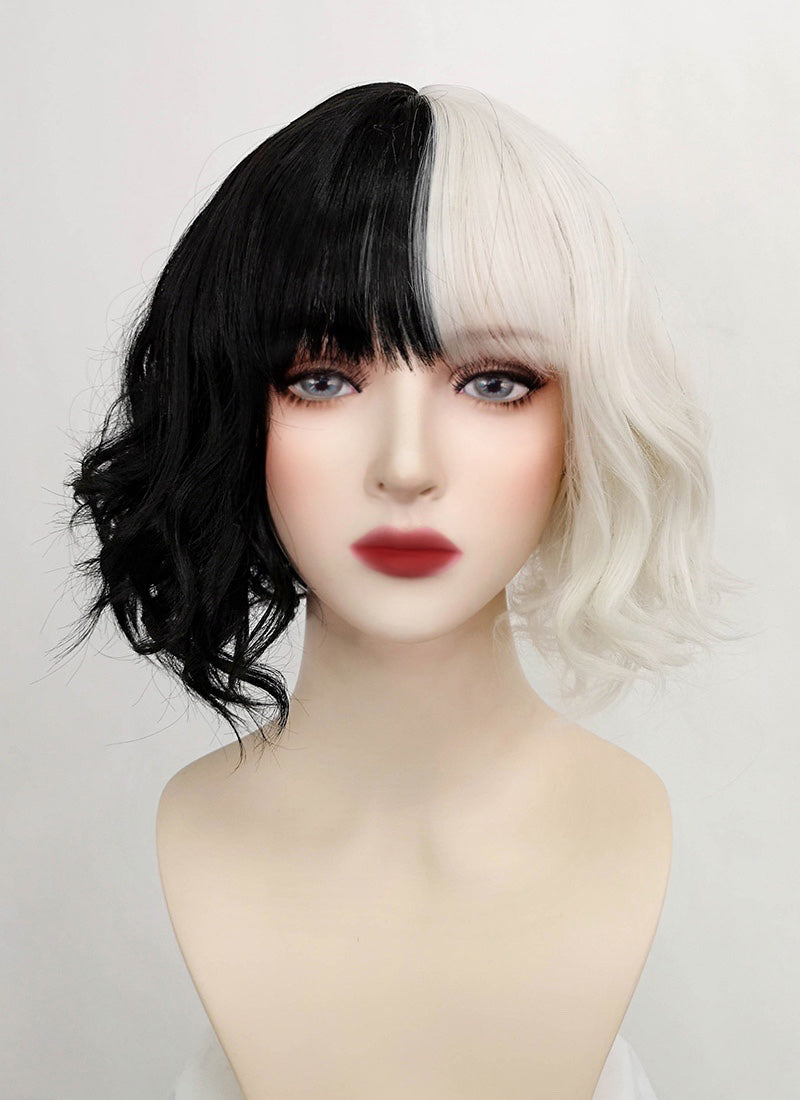 half blonde half black bob