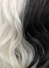 Disney Cruella Short Wavy Black Blonde Split Gemini Color Bob Cosplay Wig TBZ1173