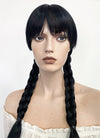 Wednesday Addams Long Straight Jet Black Braided Cosplay Wig TBZ871A