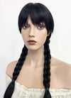 Wednesday Addams Long Straight Jet Black Braided Cosplay Wig TBZ871A