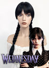 Wednesday Addams Long Straight Jet Black Braided Cosplay Wig TBZ871A