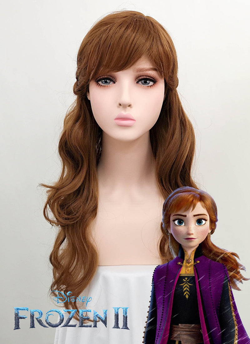 Disney Frozen II Anna Long Brown Cosplay Wig ZB238