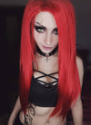 Long Straight Red Lace Front Synthetic Hair Wig LF025 - CosplayBuzz