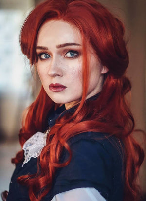 Long Curly Reddish Brown Lace Front Synthetic Hair Wig LW735 - CosplayBuzz