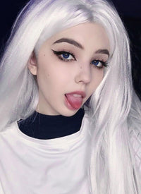 Long Straight Yaki White Lace Front Synthetic Hair Wig LF701B
