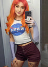 DC Starfire Long Curly Red Mixed Orange Lace Front Synthetic Hair Wig LF383